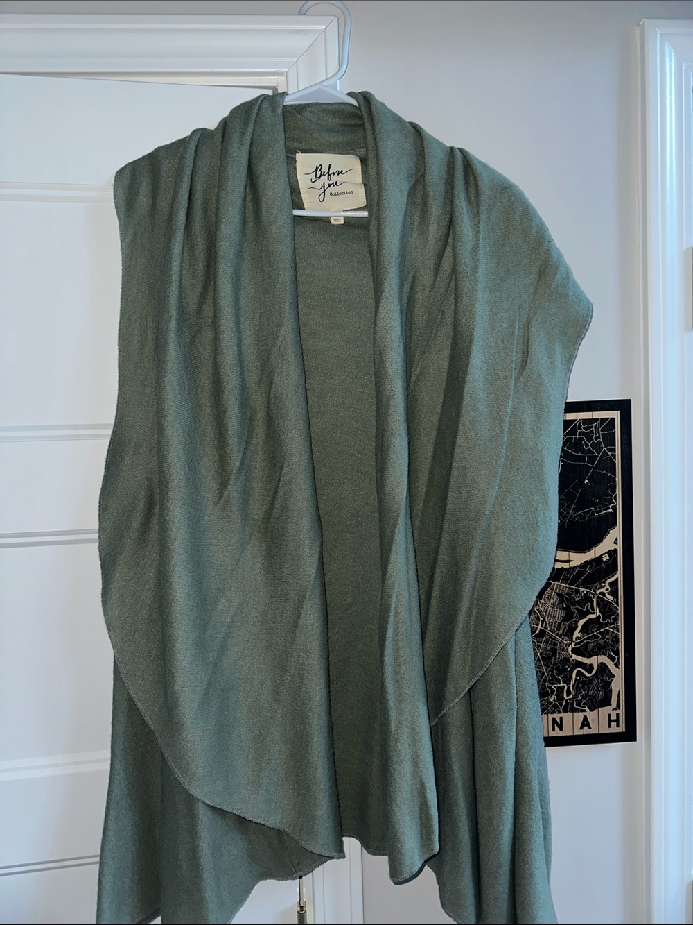Worn once Lightweight Sage Green Draped Vest by